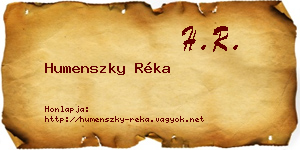 Humenszky Réka névjegykártya